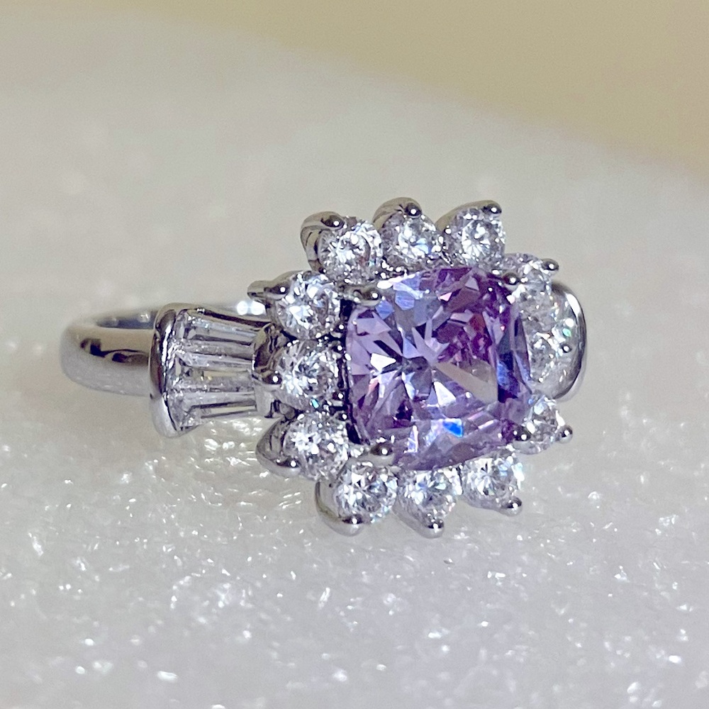 Elegant Silver Ring with Purple Gemstone